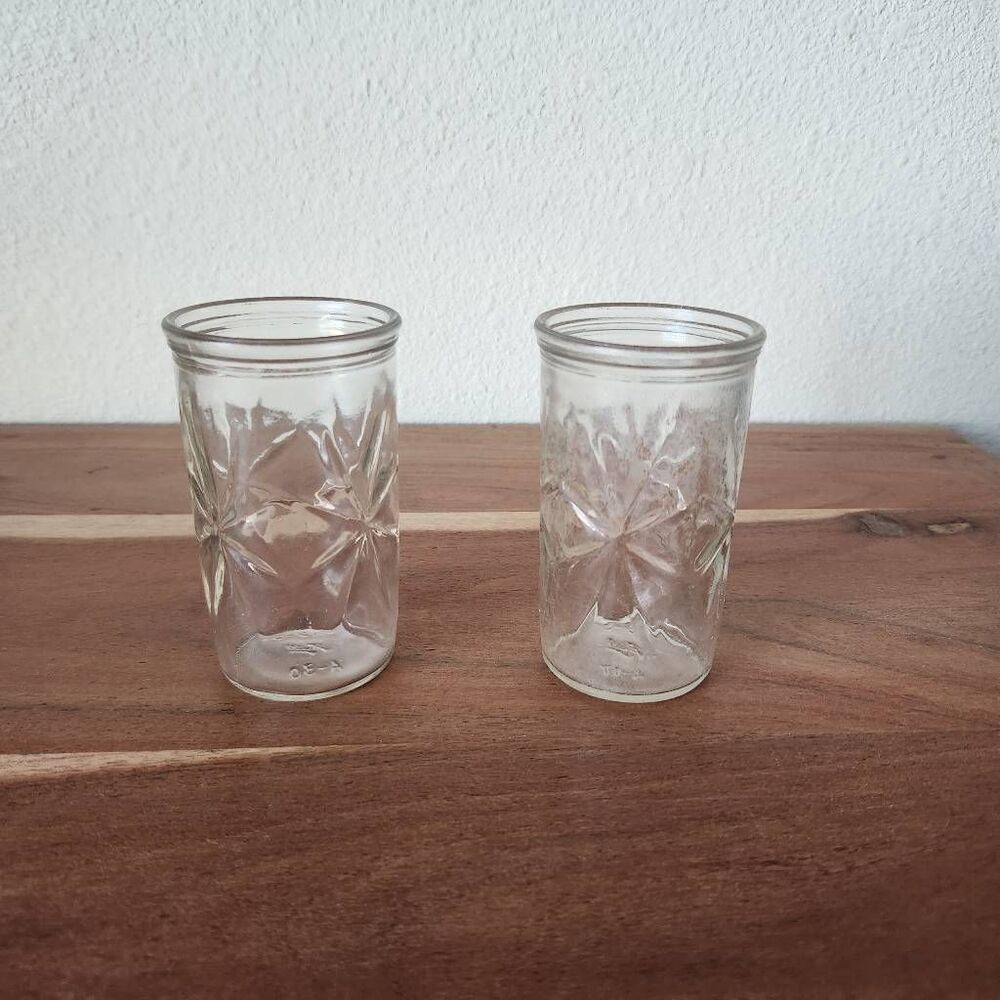 619-5 Ball A-30 2 matching glass cylinder jar set of 2 small depression